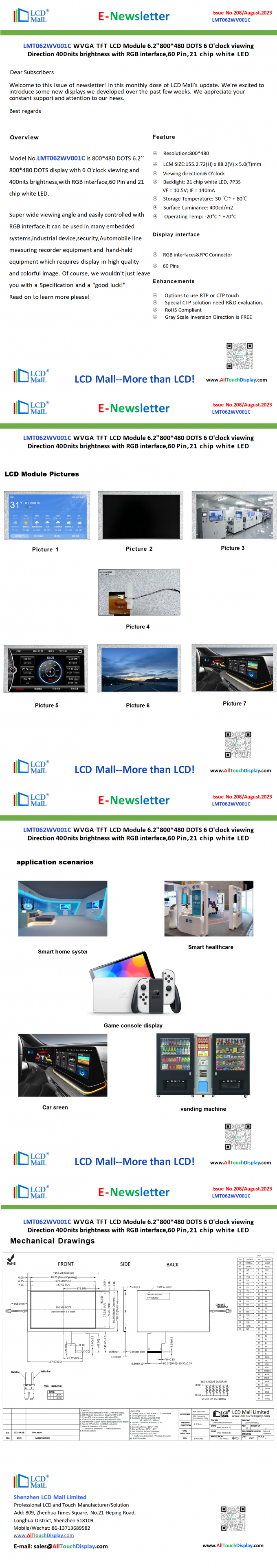 dernières nouvelles de l'entreprise Édition 208 Newsletter_6.2 pouces LMT062WV001C depuis LCD Mall  0