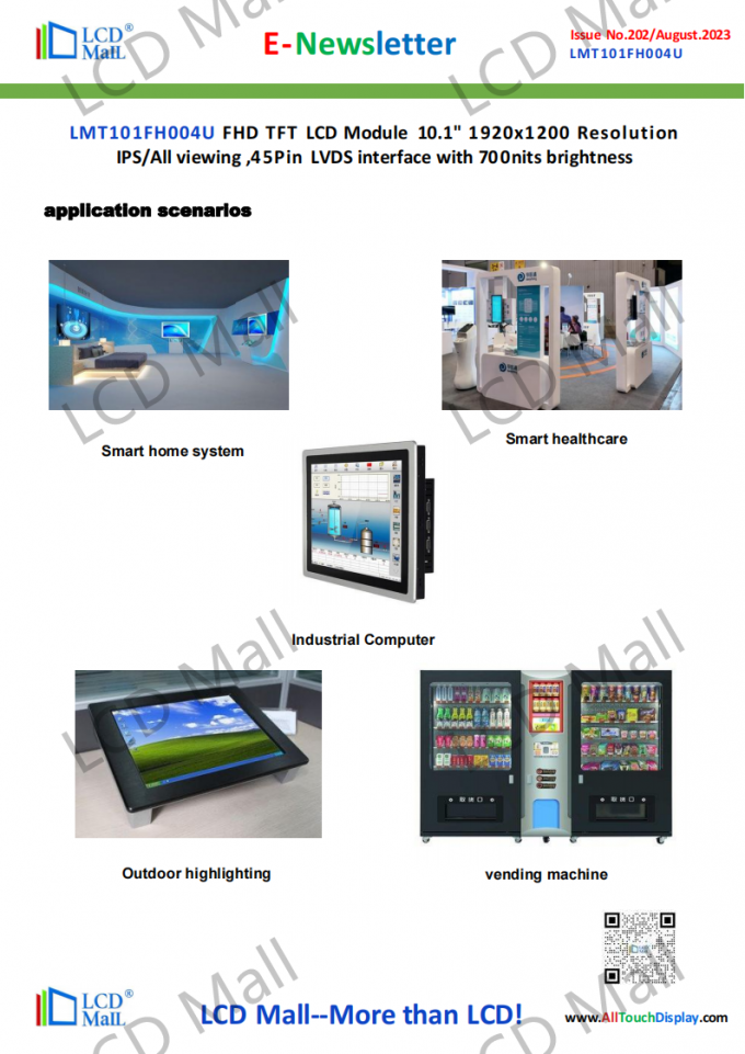 dernières nouvelles de l'entreprise N° 202 Newsletter_10.1 pouces LMT101FH004U Depuis le centre commercial LCD  2