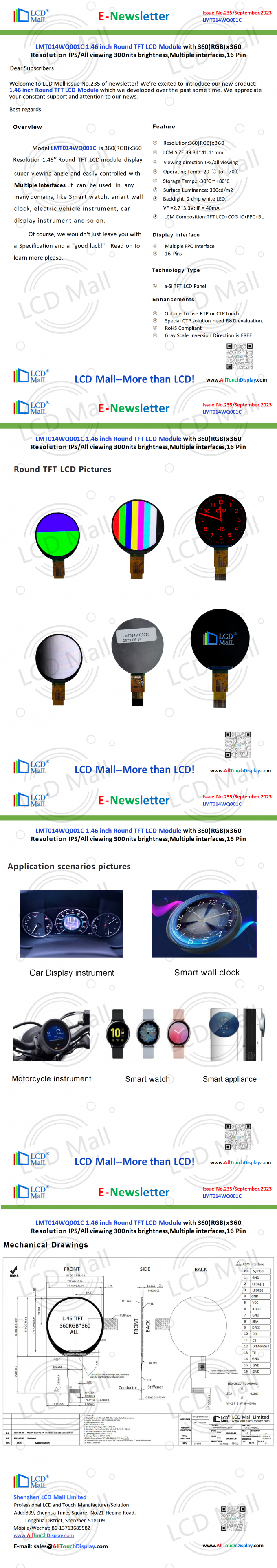 dernières nouvelles de l'entreprise N°235 Newsletter_1.46 pouces LMT014WQ001C du centre commercial LCD  0