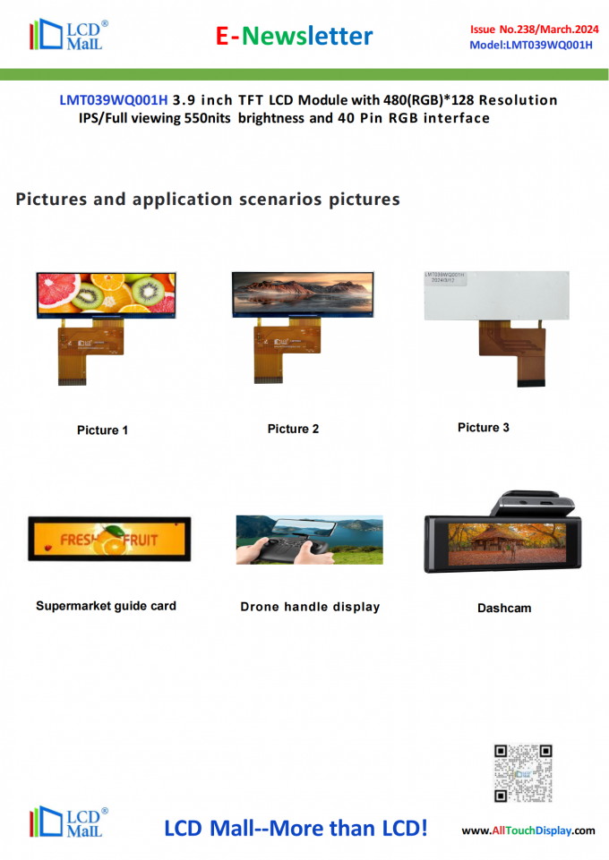 dernières nouvelles de l'entreprise N°238 Newsletter_3.9 pouces LMT039WQ001H du centre commercial LCD  1