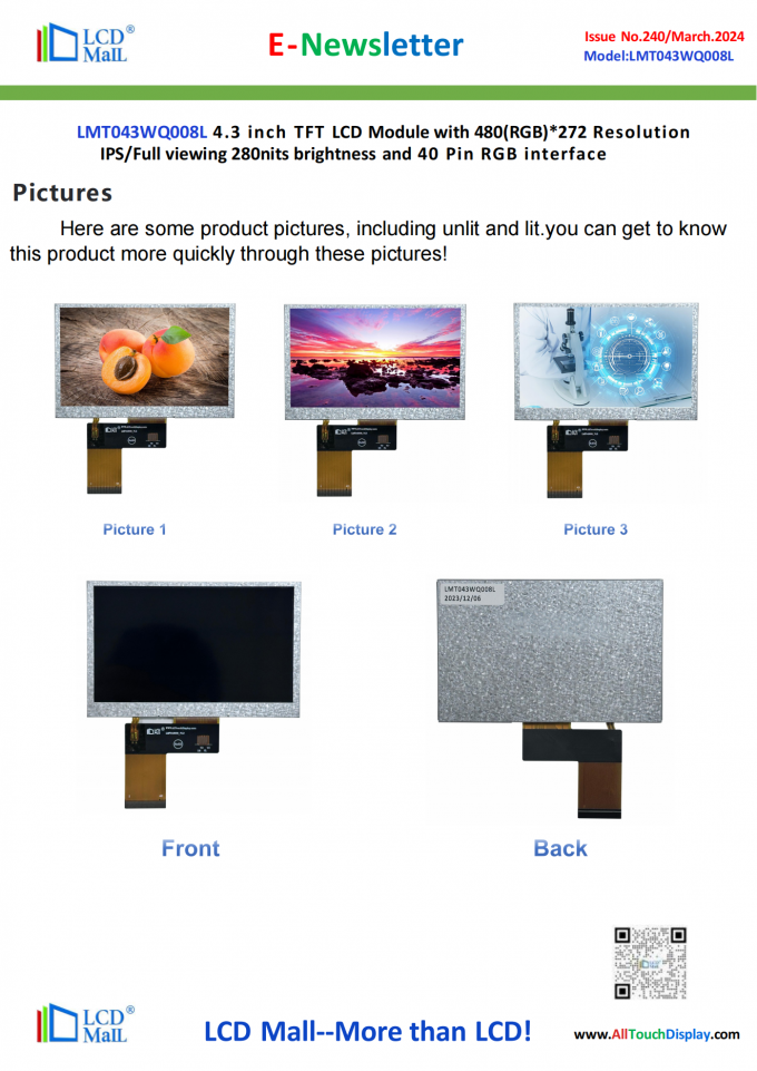 dernières nouvelles de l'entreprise N°240 Newsletter_4.3 pouces LMT043WQ008L du centre commercial LCD  1