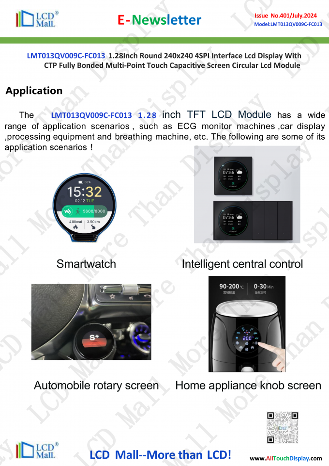 dernières nouvelles de l'entreprise N°401 Newsletter 1,28 pouces LT013QV009C-FC013 du centre commercial LCD  3